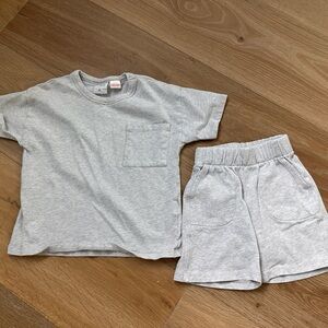 Zara Light Gray Kids' Matching shirt and shorts set